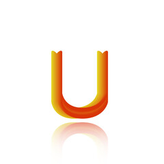 3d illustration blender text alphabet U on a transparent background suitable for design logo symbols