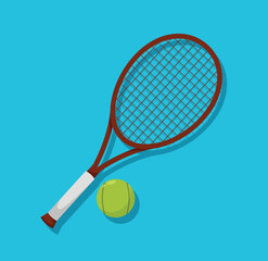 Tennis rackets and ball isolated vector illustration