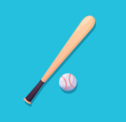 baseball bat and ball isolated vector illustration