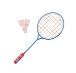 badminton racket with shuttlecock isolated vector illustration