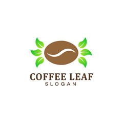 coffee logo with leaves, coffee logo design for coffee shop business, nature coffee logo 