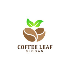 coffee logo with leaves, coffee logo design for coffee shop business, nature coffee logo 