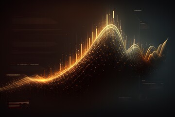 Rise and fall information chart. Statistics. Future technologies. Futuristic illustration. Generative art. Cyber style.