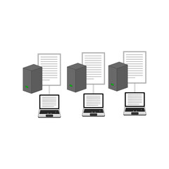 vector illustration of distributed traditional  server