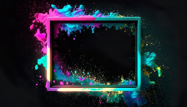 Colorfull Acrylic Paint Splash, Colorful Acrylic Paint Splash on Modern Futuristic Background Created with Generative AI Technology