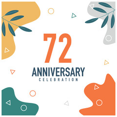 Fototapeta premium 72nd anniversary celebration vector colorful design on white background abstract illustration
