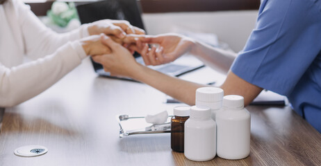 Homecare nursing service and elderly people cardiology healthcare. Close up of young hispanic female doctor nurse check mature caucasian man patient heartbeat using stethoscope during visit