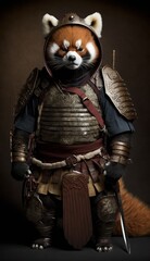Majestic Animal Panda Shogun in Samurai Armor: A Depiction of Japanese Culture, Armor, Feudal Japan, Bushido, Warrior, Castle, Shogun, Feudal Lord, Ronin (generative AI)