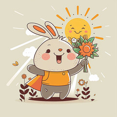 A super cute cartoon rabbit. Generative AI