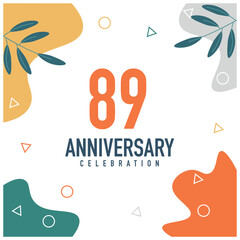 89th anniversary celebration vector colorful design  on white background abstract illustration