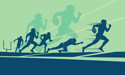 Premium editable vector file of american football running chasing illustration best for your digital design and print mockup
