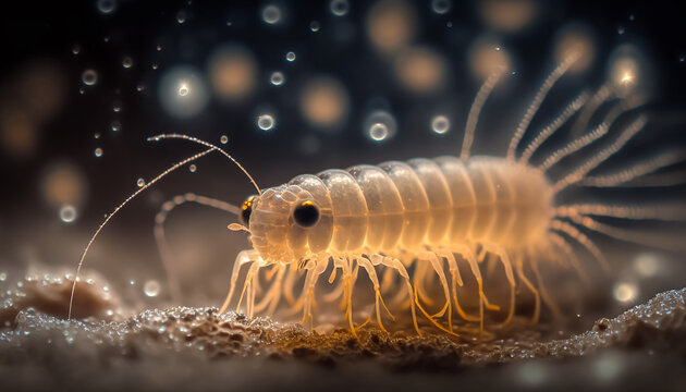 A tiny glassine sculpture of a Thor Amboinensis shrimp. Generative AI