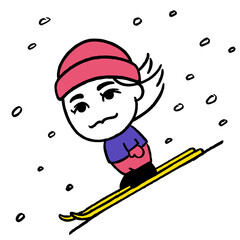 Girl skiing in the snow illustration - Vector