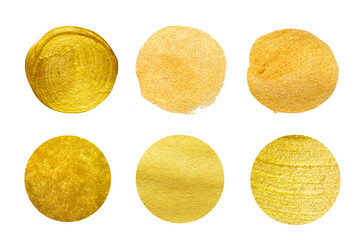 Set of watercolor gold circle hand paint background - 571450482