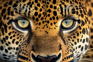 full frame close up piercing eyes of a magnificent exotic big cat or feline like a leopard, such as a central american jaguar or panthera onca, found in the pantanal of Brazil. Generative AI