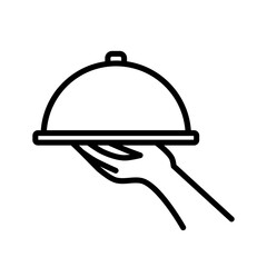 Waiter Hand Holding Tray Icon Outline Vector Illustration