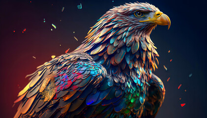 Fototapeta premium Eagle face Colorful, generative AI