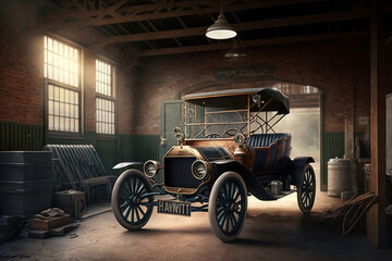 Fototapeta na wymiar Photorealistic concept car inspired by style of a Ford Model T. Generative ai.