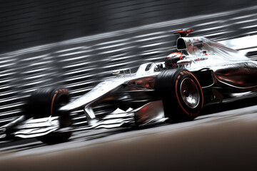 Photorealistic ai artwork of a concept race car with an open wheel design. Generative ai.