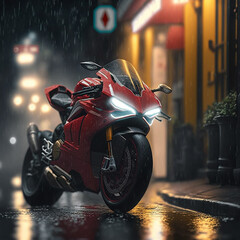 Photorealistic motorcycle concept in the style of Ducati V4