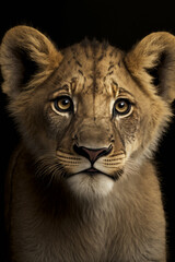 Fototapeta na wymiar Close up Portrait Photo of a lion cub