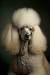 high-end fashion portrait of a white poodle