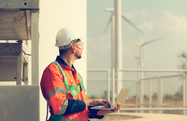 Engineer at natural energy wind turbine site Must use a computer to control check for accuracy in...