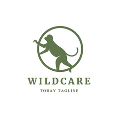 monkey animal mammal primate wildlife safari adorable logo design vector illustration