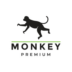 monkey animal mammal primate wildlife safari adorable logo design vector illustration