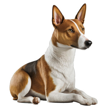 Animal Basenji dog Design Elements Isolated Transparent Background: Graphic Masterpiece, Clear Alpha Channel for Overlays Web Design, Digital Art, PNG Image Format (generative AI