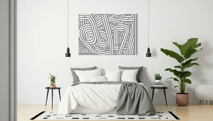 boho art, muted colors, organic minimalist simple shapes lines rainbow maze. Generative AI