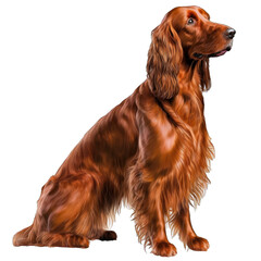 Animal Irish Setter dog Design Elements Isolated Transparent Background: Graphic Masterpiece, Clear Alpha Channel for Overlays Web Design, Digital Art, PNG Image Format (generative AI