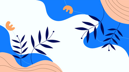 Obraz premium SIMPLE ILLUSTRATION AESTHETIC LEAF BACKGROUND PASTEL FLAT COLOR. FLORAL MODERN SHAPE DESIGN VECTOR. GOOD FOR WALLPAPER, POSTER, COVER, GREETING CARD