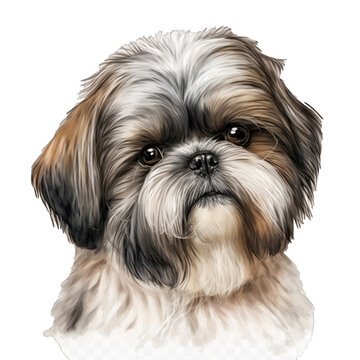 Animal Shih Tzu dog Design Elements Isolated Transparent Background: Graphic Masterpiece, Clear Alpha Channel for Overlays Web Design, Digital Art, PNG Image Format (generative AI