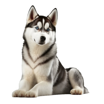 Animal Siberian Husky dog Design Elements Isolated Transparent Background: Graphic Masterpiece, Clear Alpha Channel for Overlays Web Design, Digital Art, PNG Image Format (generative AI