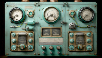 Vintage Equipment Control Panel. Generative AI