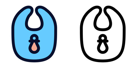 Baby Bib. Color and Line Icons	