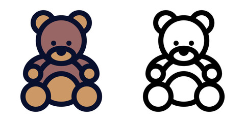 Teddy Bear. Color and Line Icons	