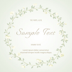 Cute flowers wreath for floral wallpaper template background bouquet. Botanical flower and tropical leaf branch can be used for printing, greeting or wedding anniversary.Vector invitation card concept