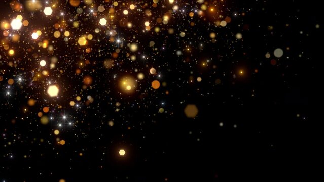 twinkling gold stars particles light background video