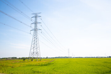 high voltage pole supply electricity to areas outside the city