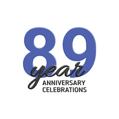 89th anniversary celebration logo design. vector festive illustration. Realistic 3d sign. Party event decoration