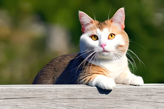 AI generated image of a cat sitting on a fence.