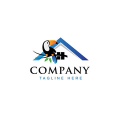Roofing Toucan Logo Graphic Vector