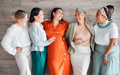 Pregnant woman, team and smile for touch, stomach and excited with support, solidarity and care....