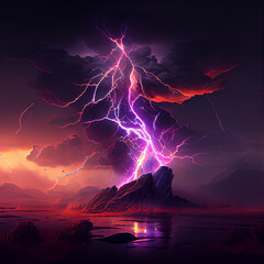 Lightning Storm Digital AI Artwork