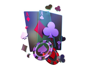 Dark Style Poker Card with Chip Element