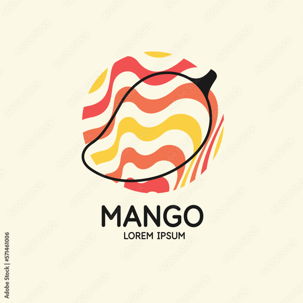 Poster illustration of a mango in a flat style. isolated image on a light background. vector icon.