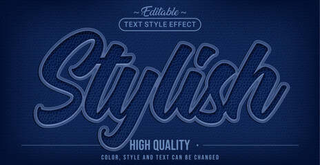 Editable text style effect - Stylish Navy Blue Leather text style theme.