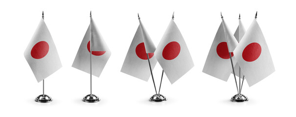 Small national flags of the Japan on a white background